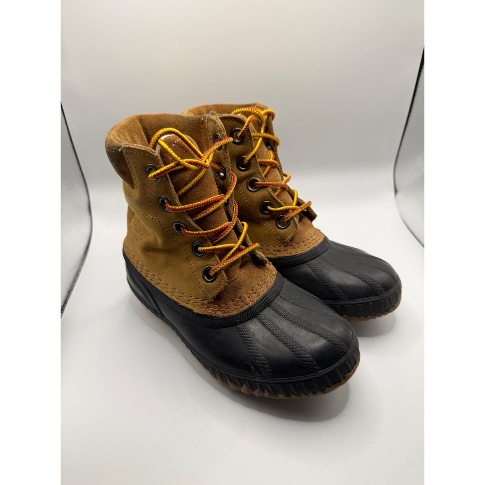 Sorel Cheyanne II Snow Boots Kids Size 1 Brown Good Waterproof Leather Duck Boot